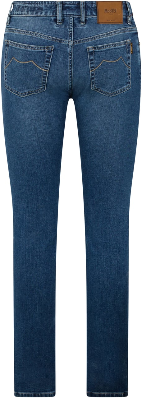 Moorer Slim Fit Dark Blue Jeans Versatile and Elegant Blauw