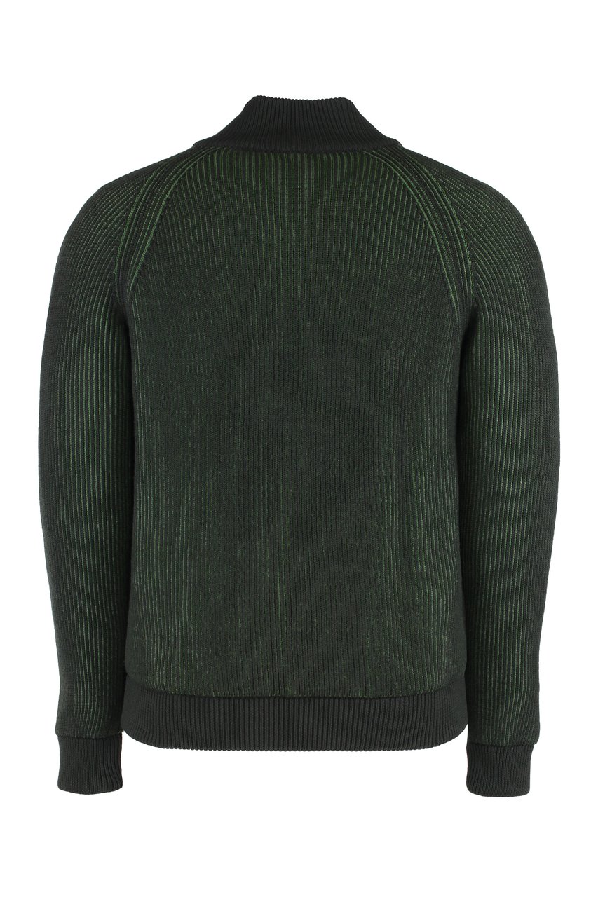 Moorer Pelmo high collar zipped cardigan Groen