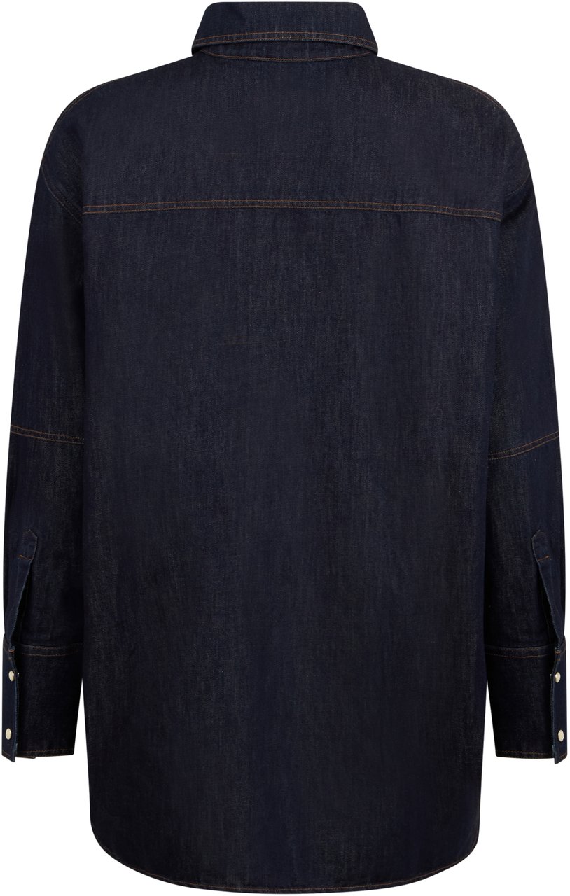Moorer Dark blue denim shirt, versatile and comfortable Blauw