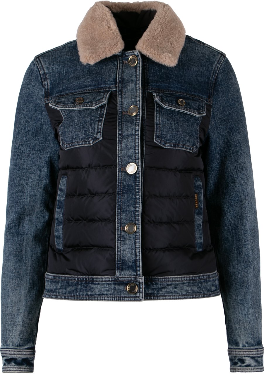 Moorer Petunia padded denim jacket Neutraal