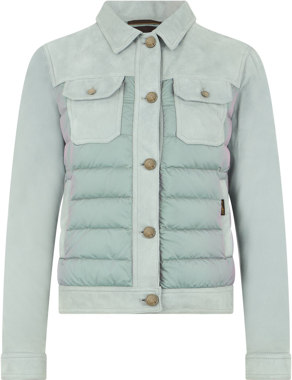 Moorer Blue down jacket with leather inserts, elegant and versatile Neutraal