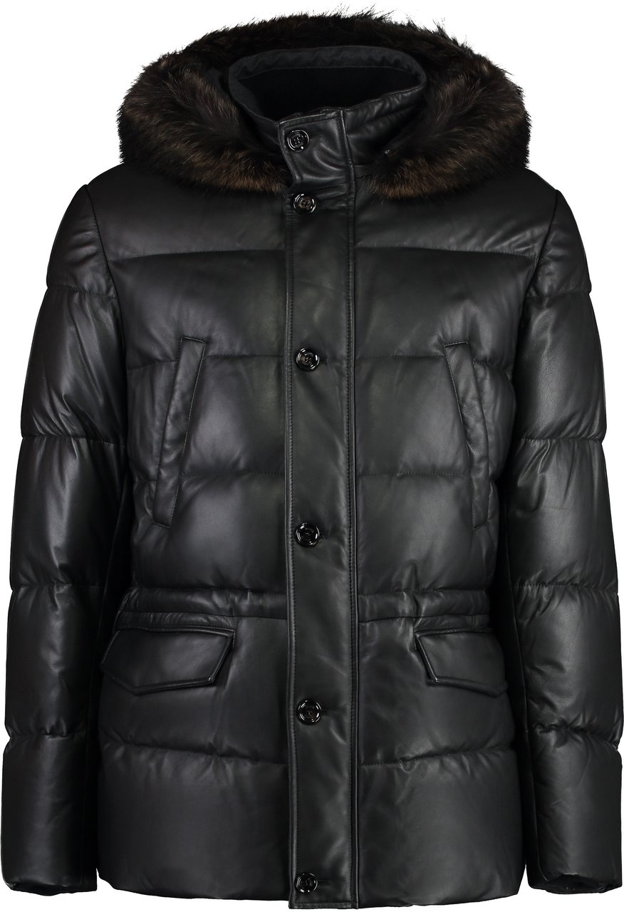Moorer Philip leather padded jacket Zwart