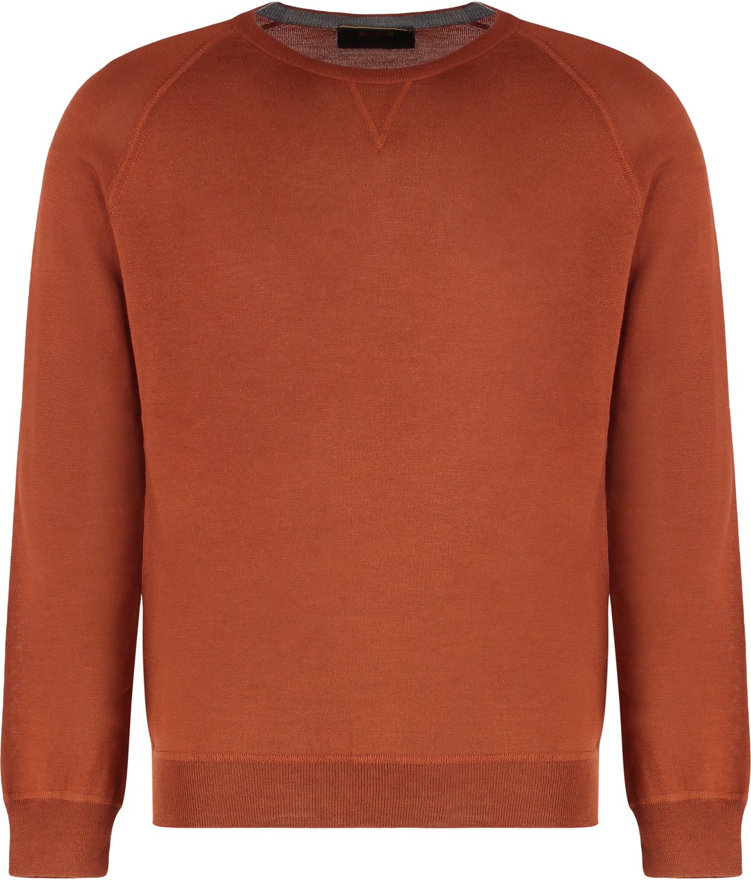 Moorer Crew neck sweater in wool blend Oranje