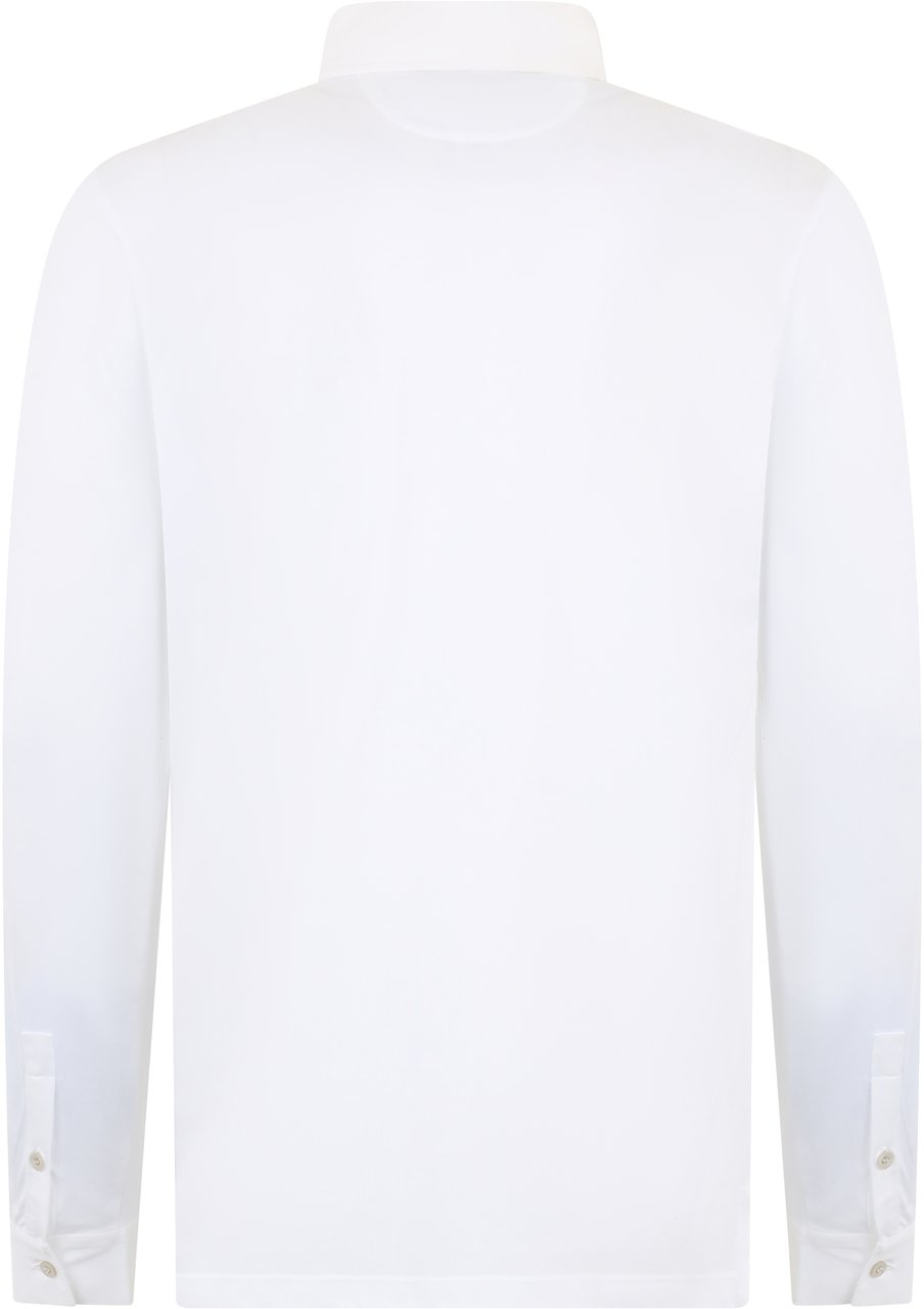 Moorer Long sleeve cotton polo shirt Wit
