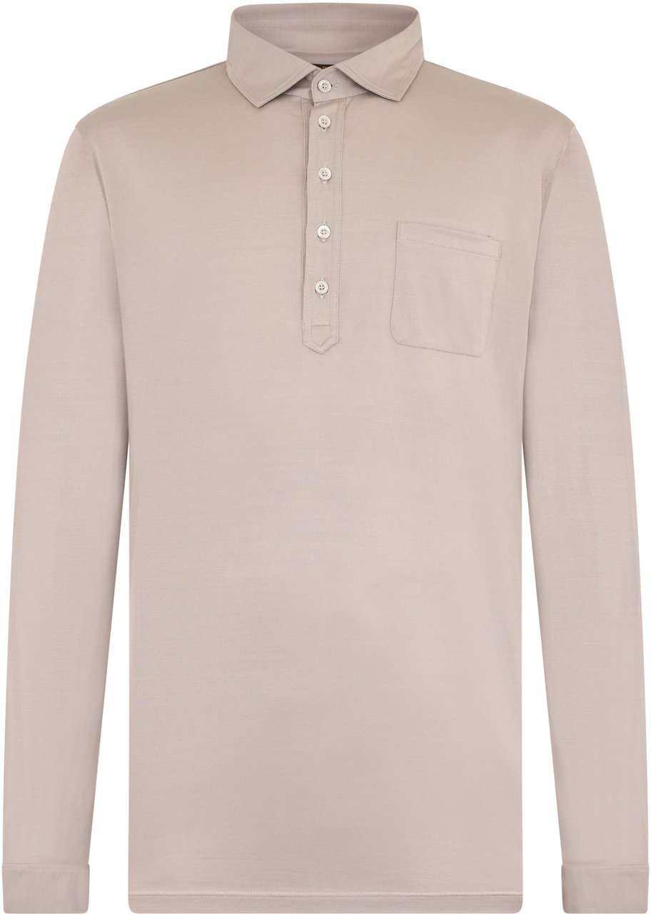 Moorer Long sleeve polo in cotton Grijs