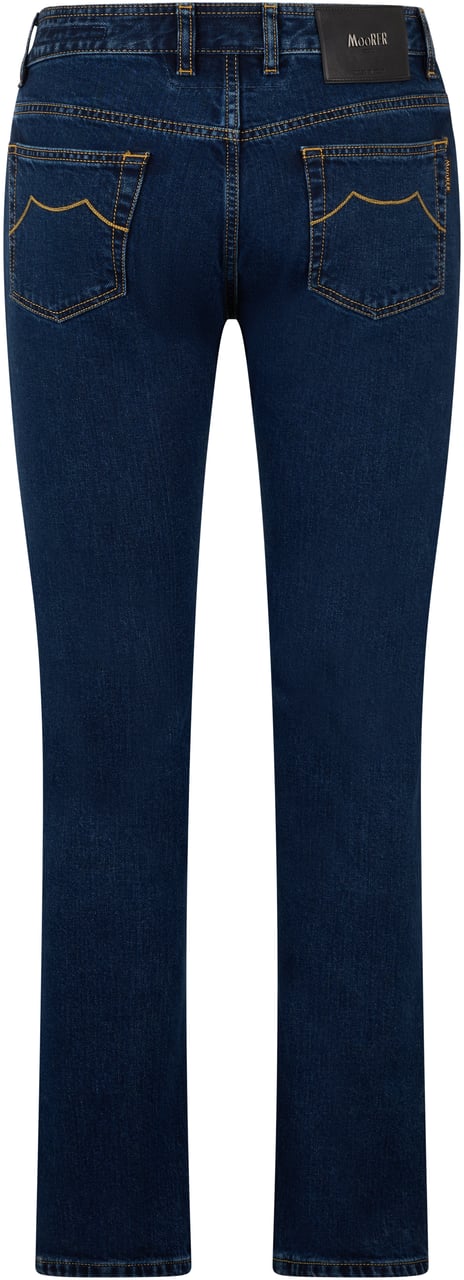 Moorer Dark Blue Denim Pants Comfortable and Versatile Blauw