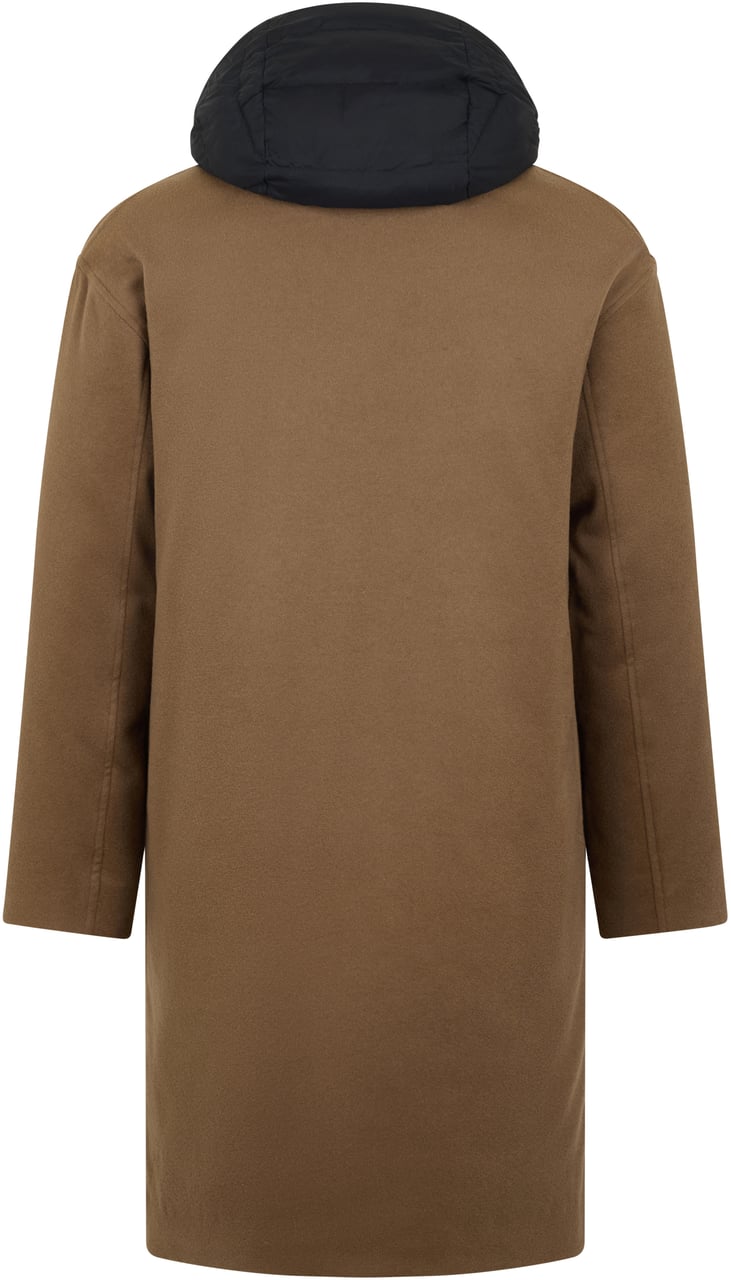 Moorer Elegant long brown jacket with hood Bruin