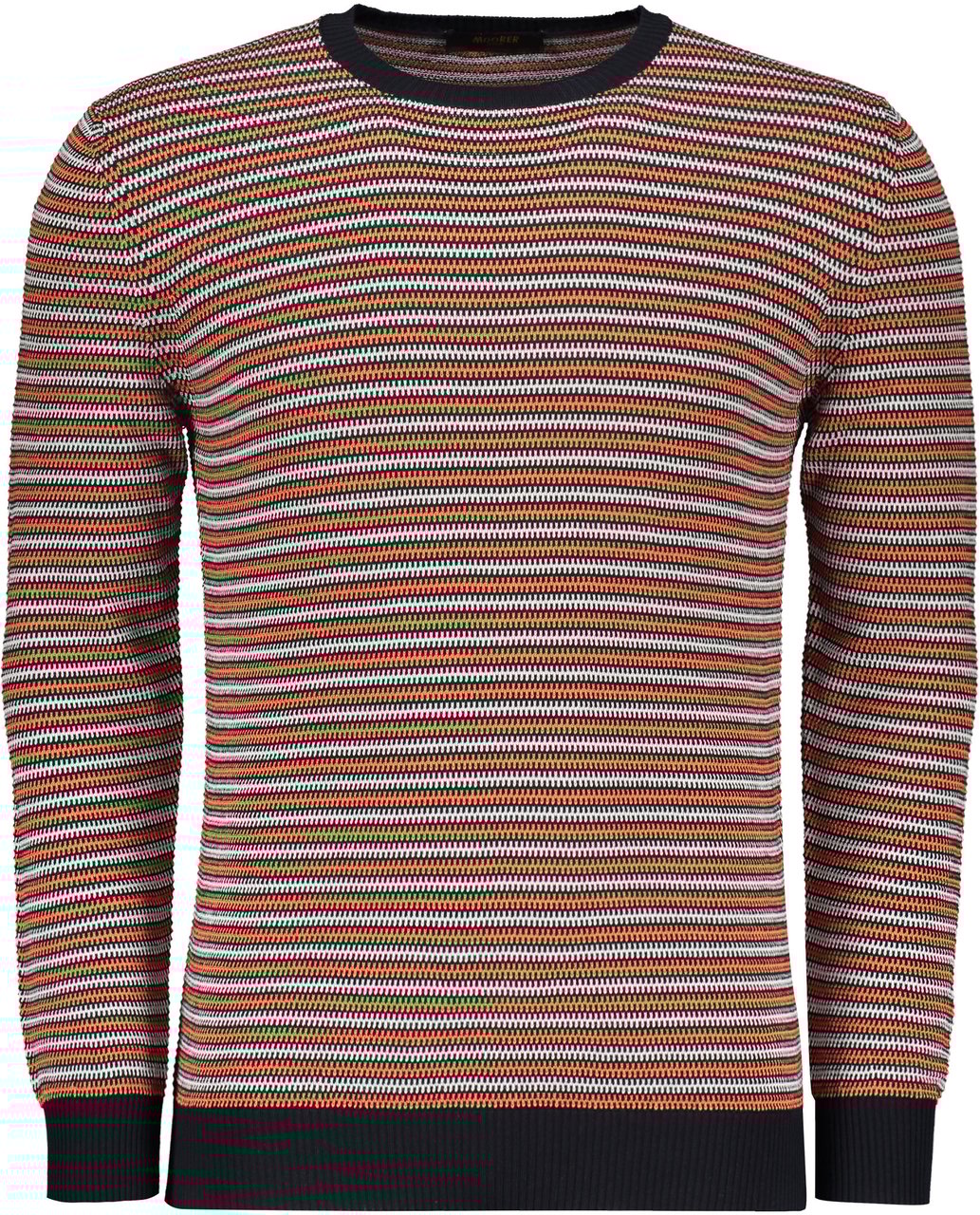 Moorer Striped cotton sweater Oranje