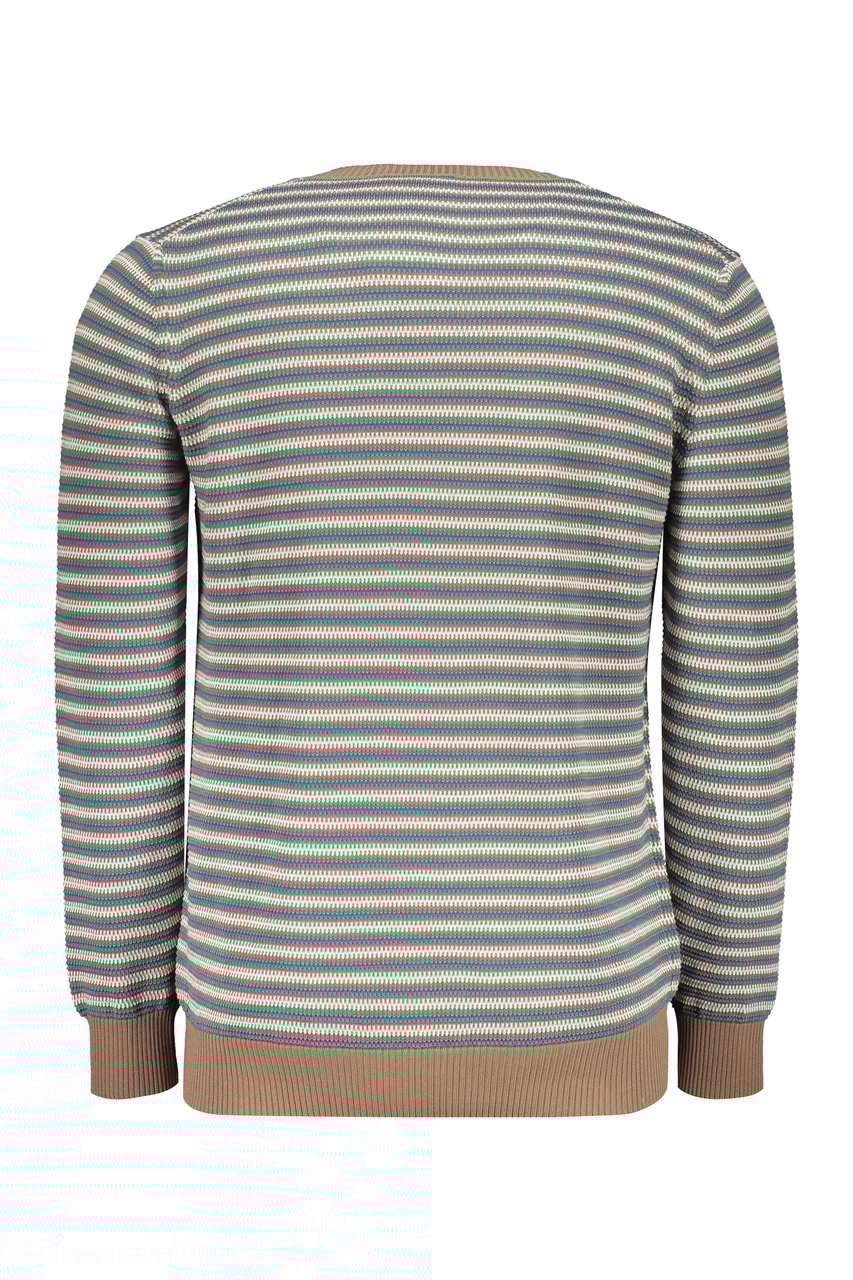 Moorer Striped cotton sweater Groen