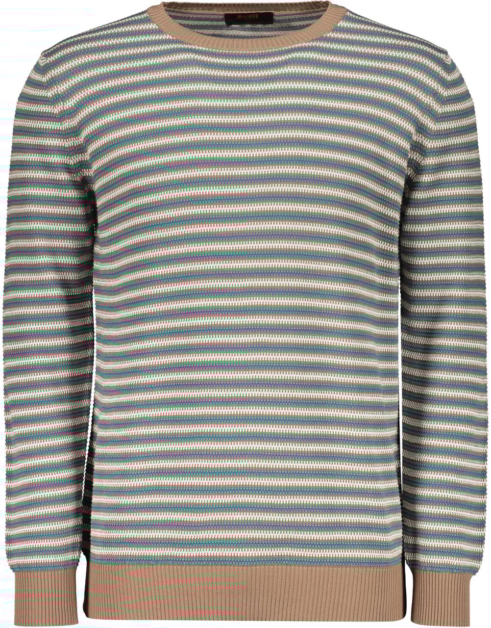 Moorer Striped cotton sweater Groen