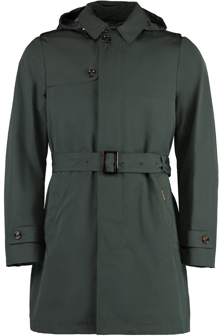 Moorer Cotton trench coat Groen