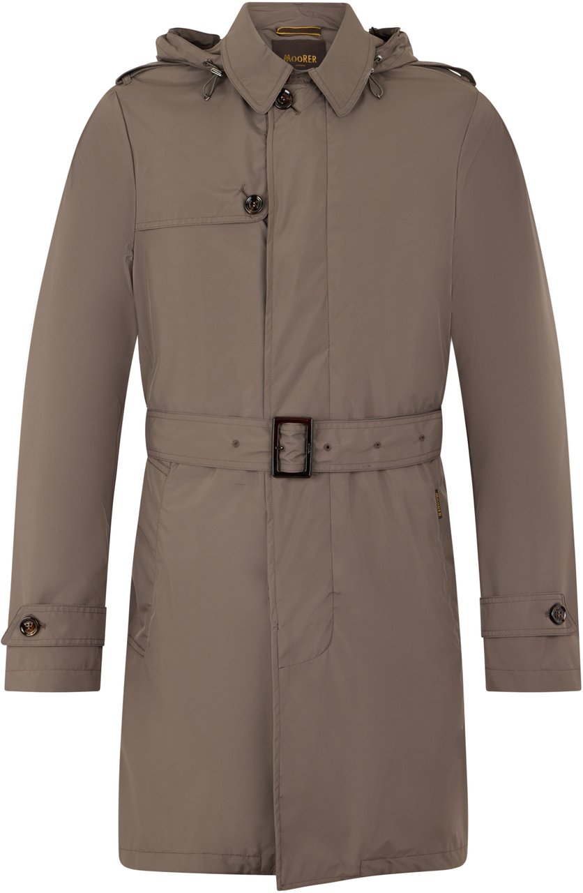 Moorer Trench color mud elegant with belt Neutraal
