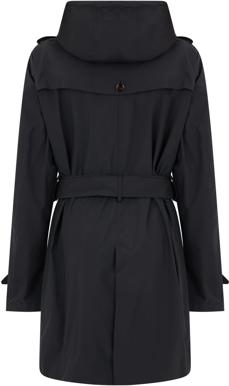 Moorer elegant dark blue trench with hood and buttons Blauw