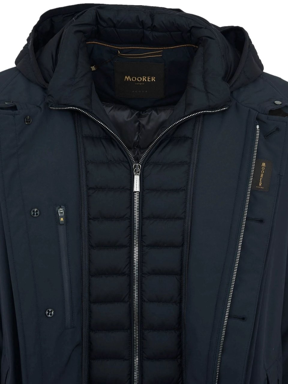Moorer Nylon Jacket With Hood And Functional Design Zwart