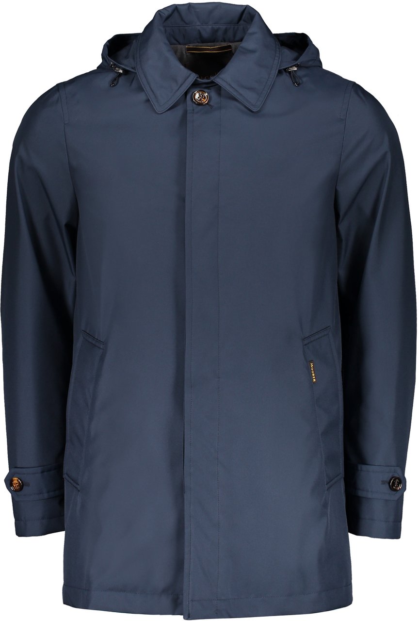 Moorer Blue waterproof jacket with adjustable hood Blauw