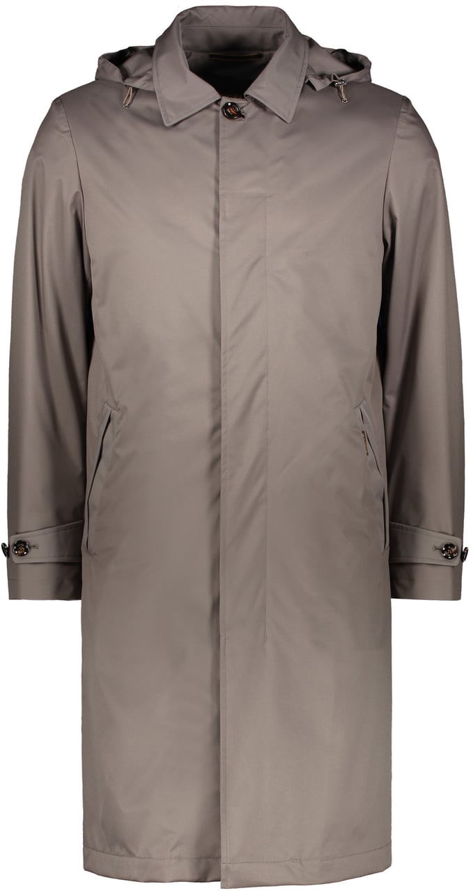 Moorer Rialto hooded techno fabric raincoat Taupe