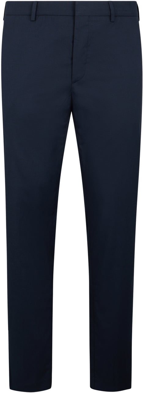 Moorer Elegant slim dark blue versatile pants Blauw