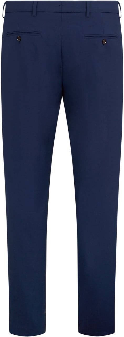 Moorer Dark blue slim fit elegant pants Blauw