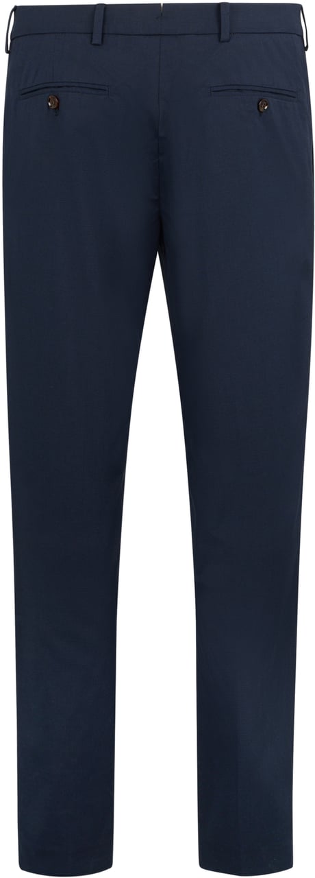 Moorer Elegant slim dark blue versatile pants Blauw