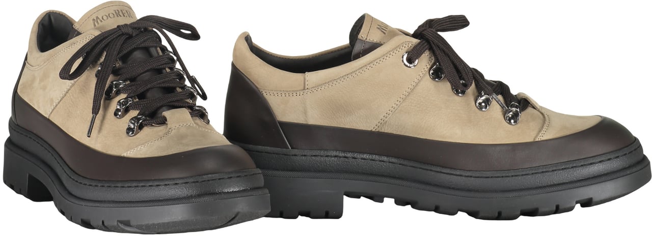 Moorer Leather lace-up shoes Taupe