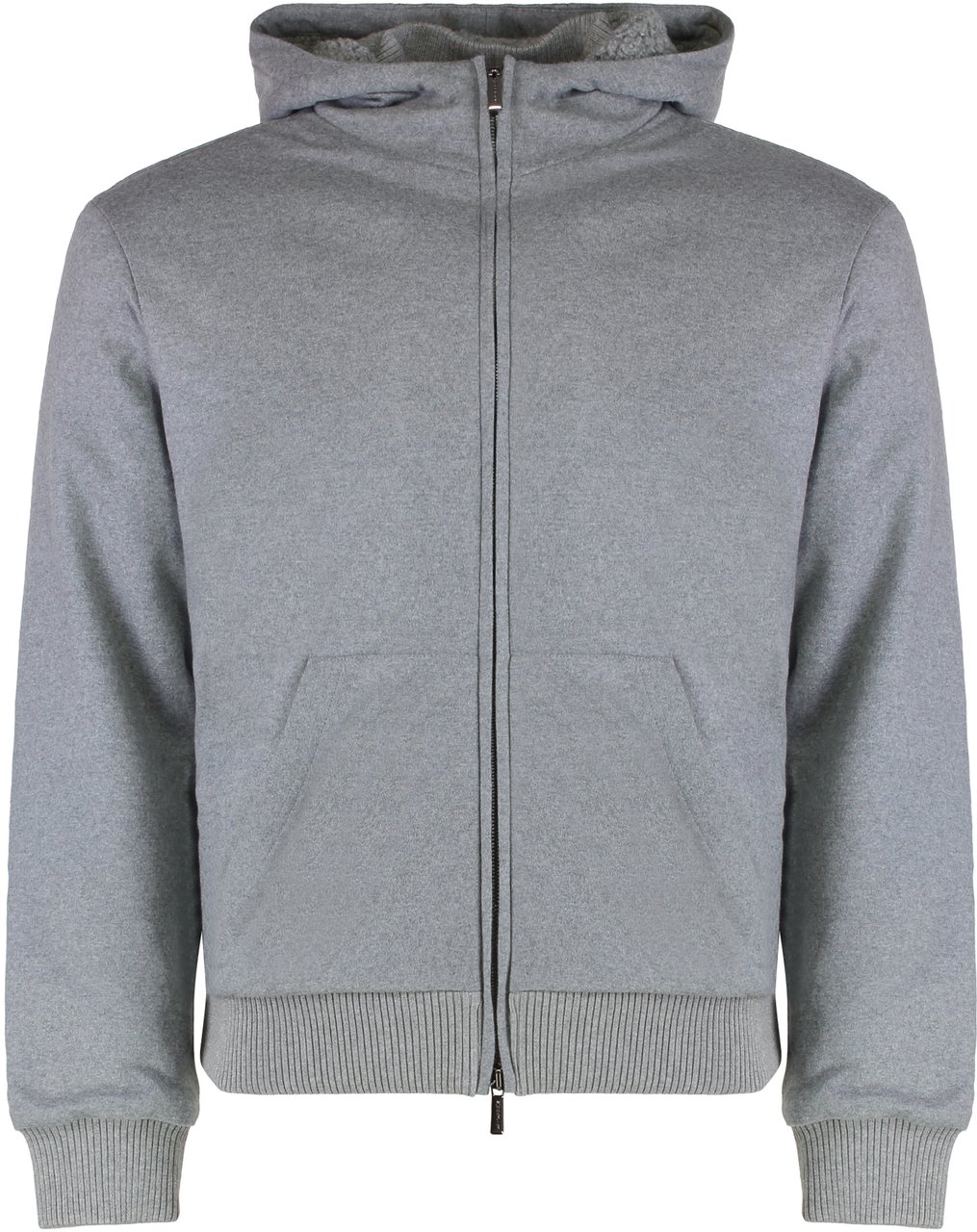 Moorer Hoodie with zipper and hood made of virgin wool Grijs