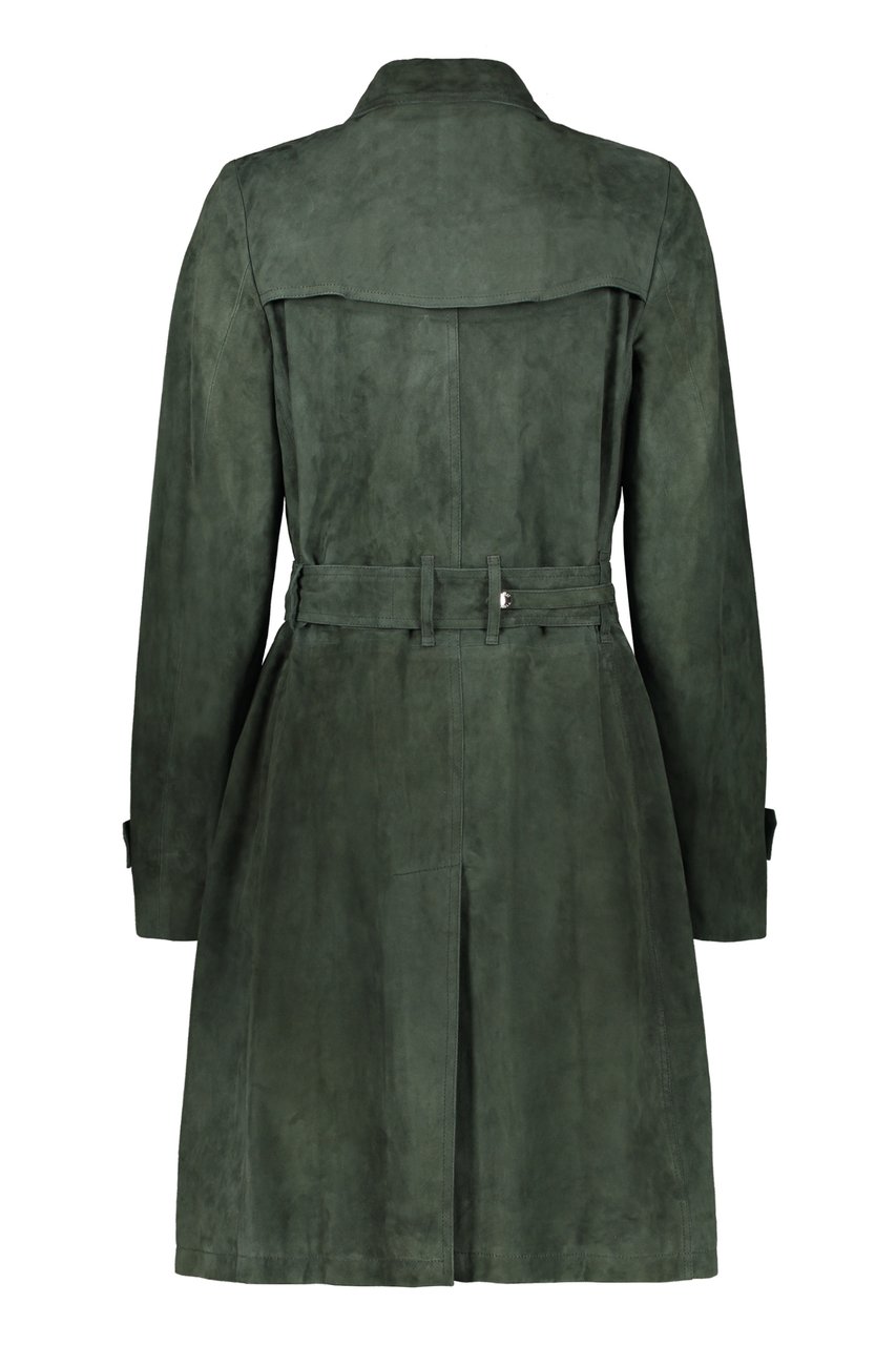 Moorer Avignon long leather jacket Groen