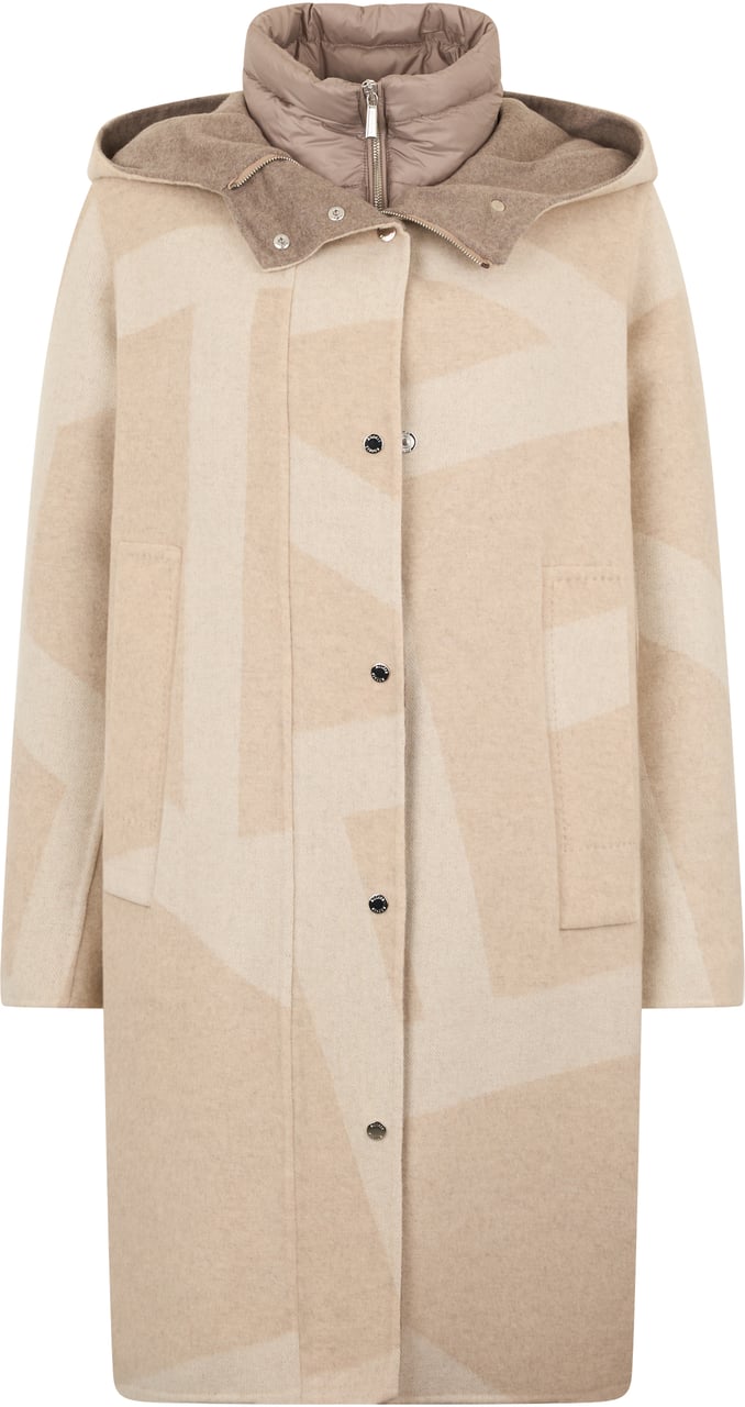 Moorer Elegant beige jacket with soft lined collar Grijs