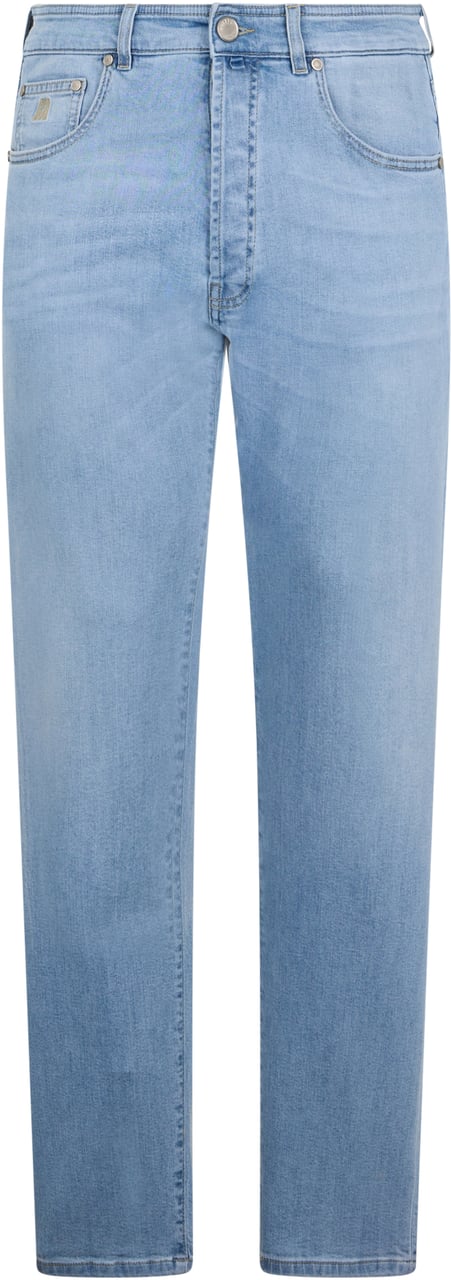 Moorer Light Wash Straight Leg Denim Pants for Every Occasion Blauw