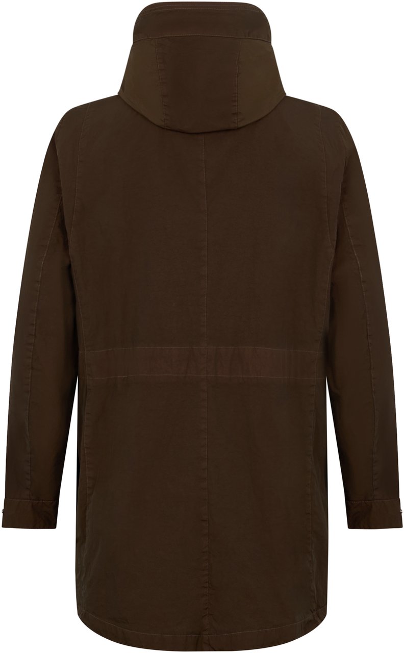 Moorer Long brown jacket with elegant hood Groen
