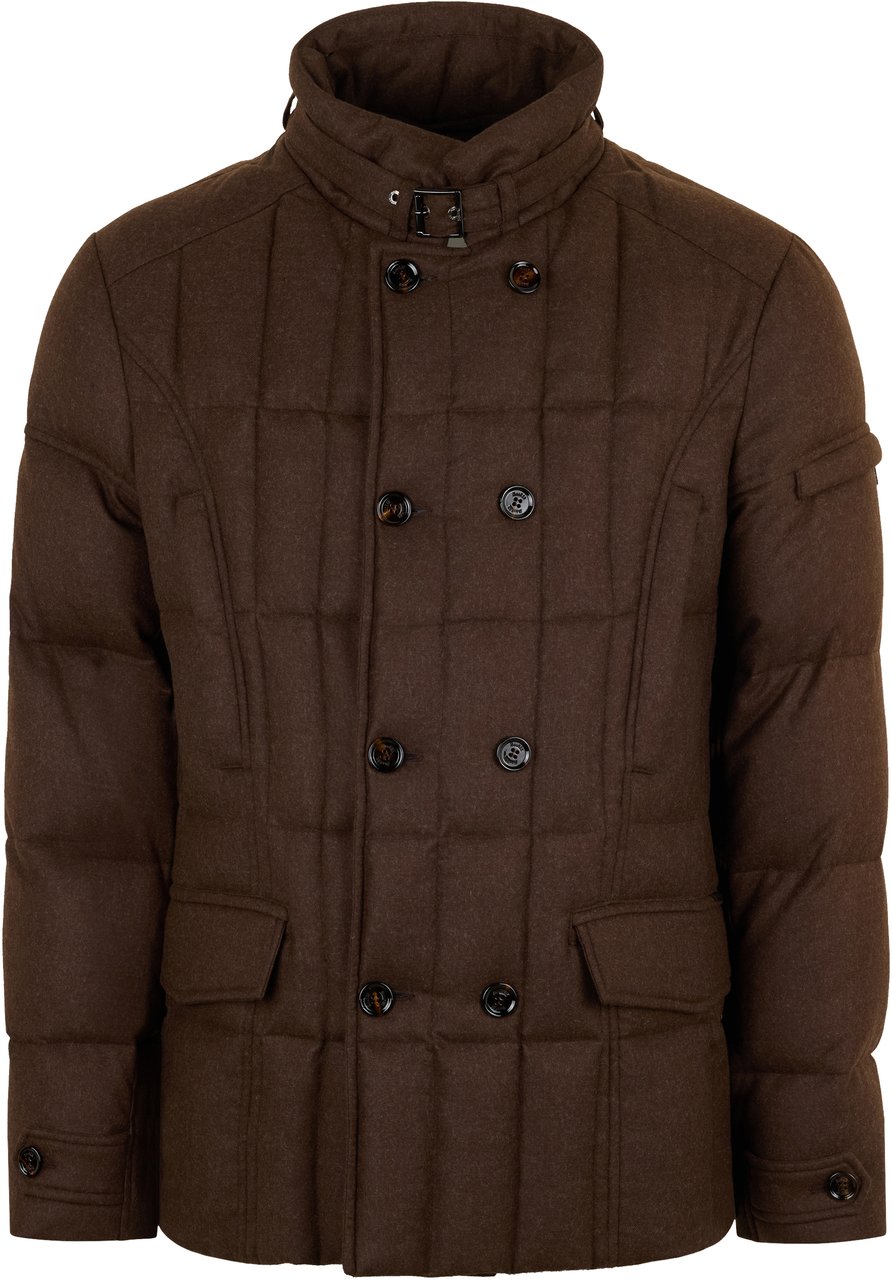 Moorer Elegant brown padded jacket with high collar Bruin