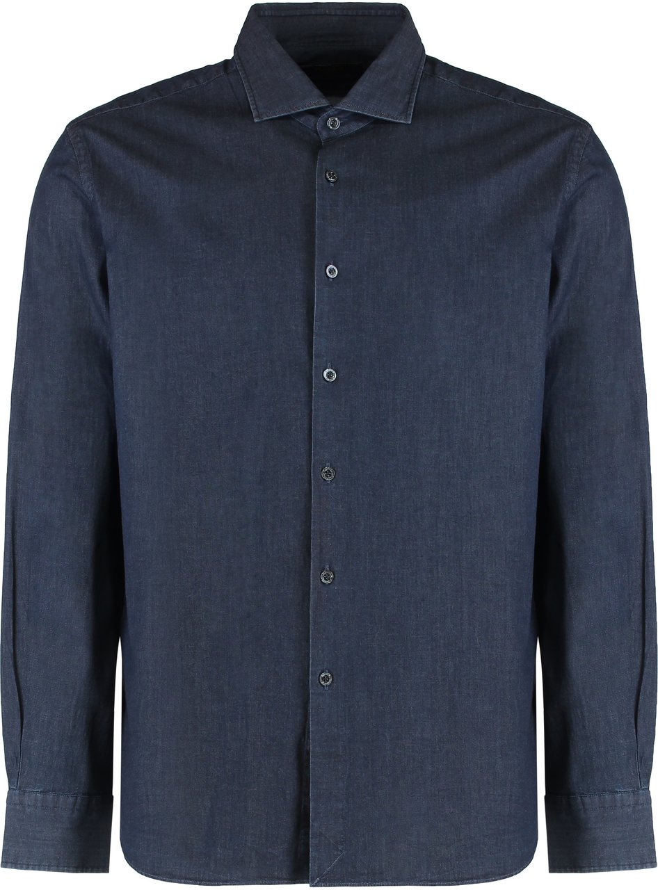 Moorer Breathable Versatile Long Sleeve Shirt Blauw