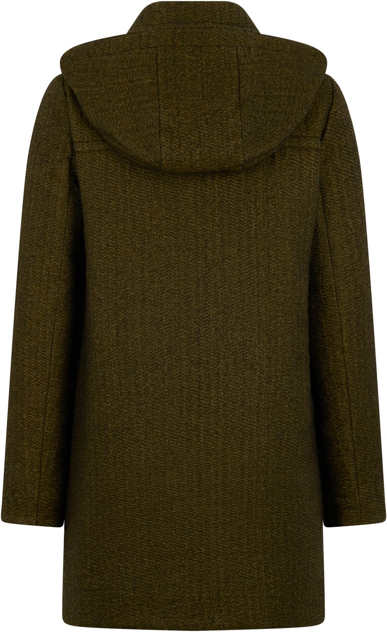 Moorer Long olive jacket with elegant accentuated shoulders Groen