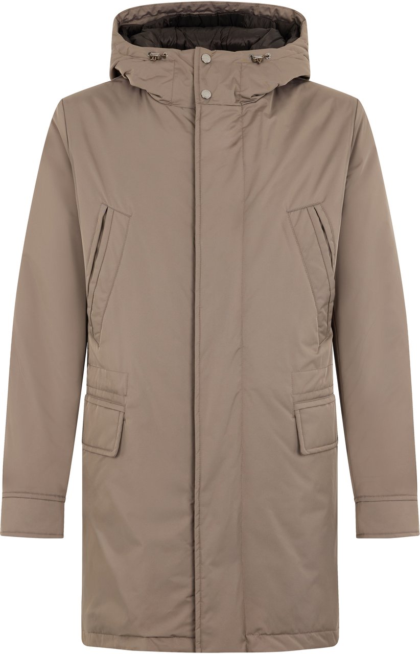 Moorer Long coat with hood, stylish and versatile Neutraal