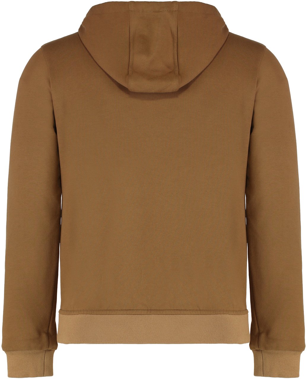 Moorer Hooded sweatshirt with zip in cotton blend. Bruin