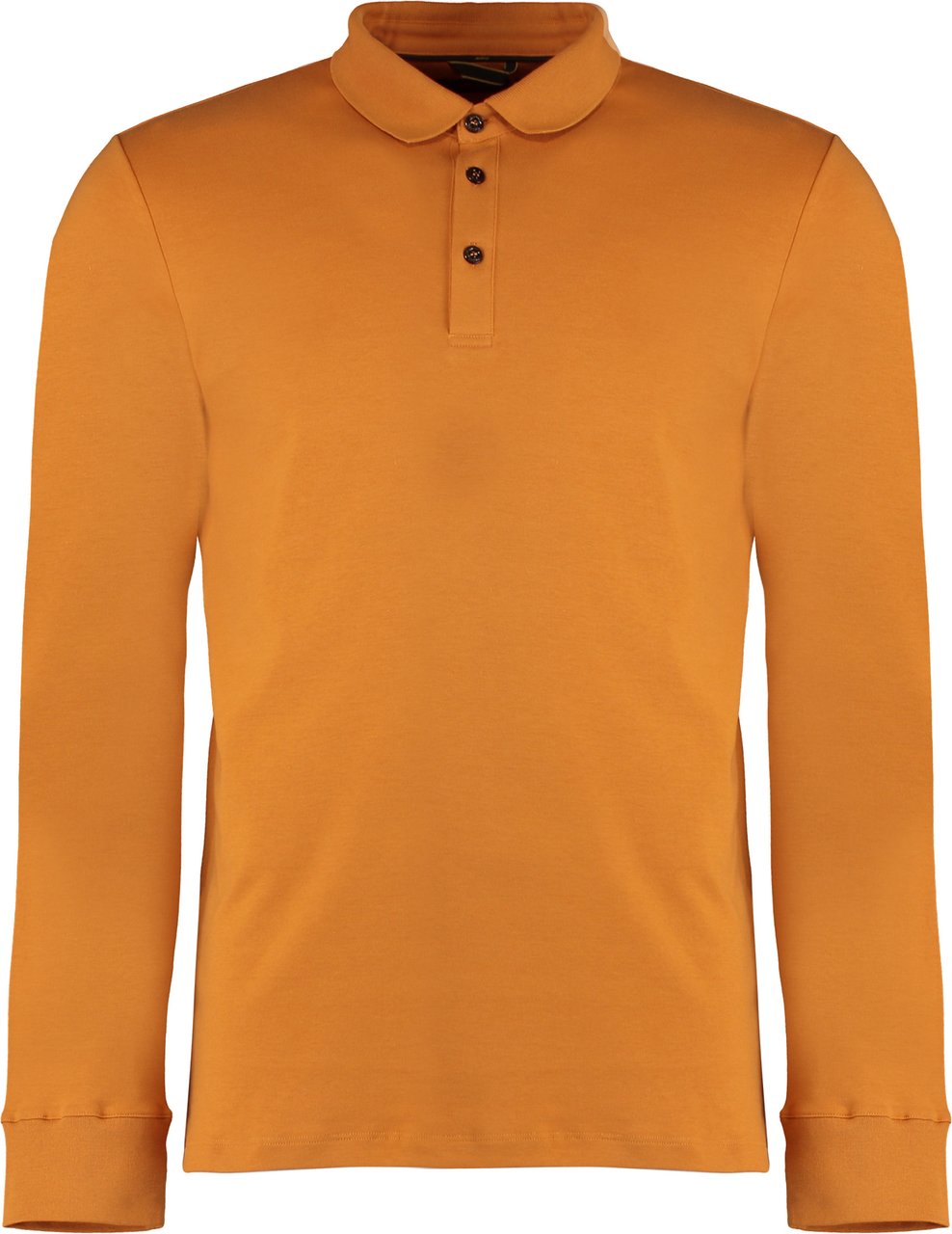 Moorer Taranto Long sleeve cotton polo shirt Oranje