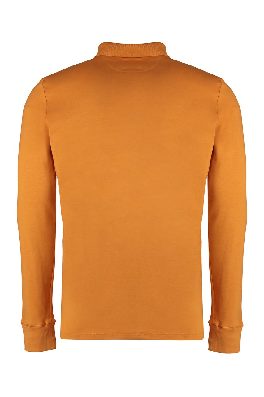 Moorer Taranto Long sleeve cotton polo shirt Oranje
