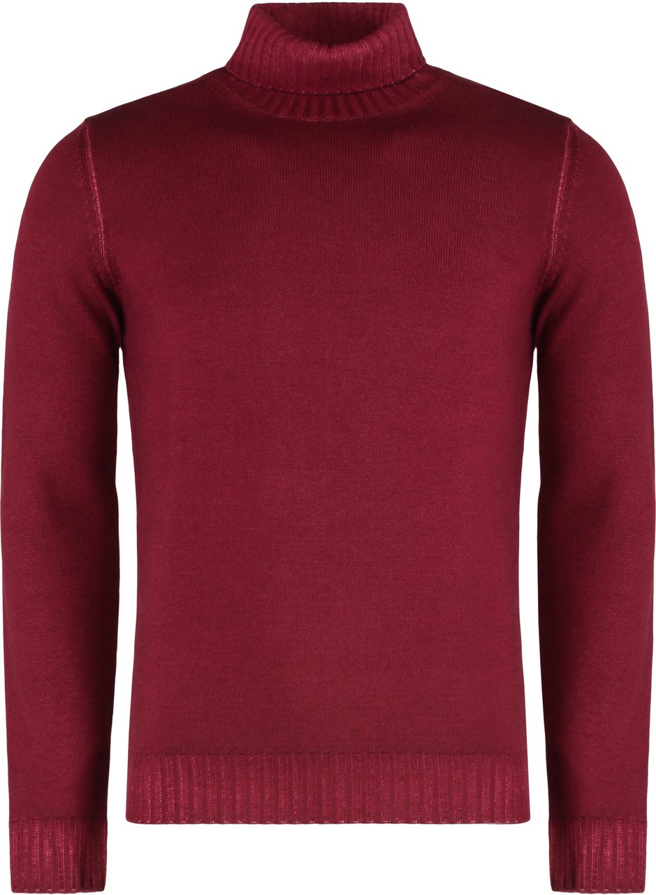 Moorer Sweater with turtleneck in wool Rood