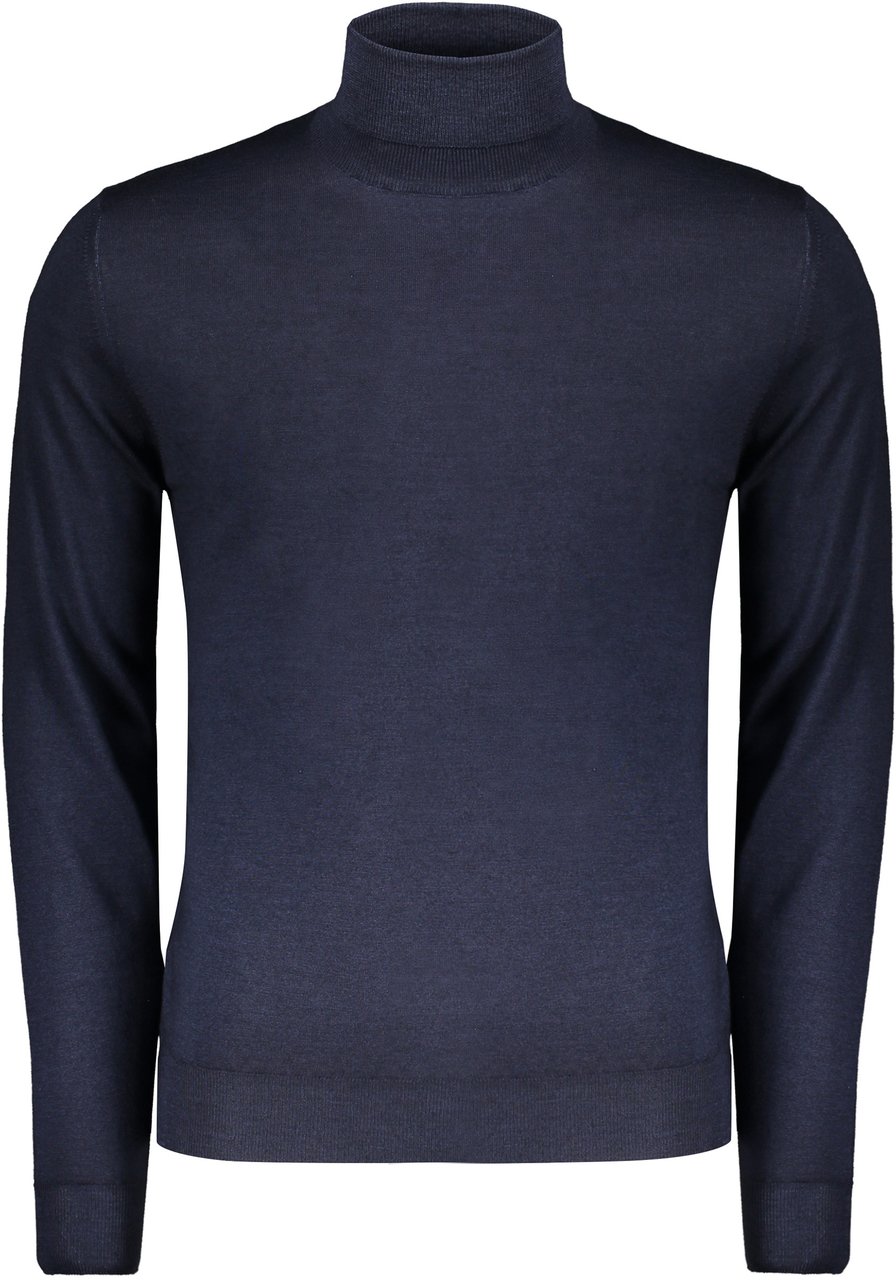 Moorer Dark blue sweater with a high elegant collar Blauw