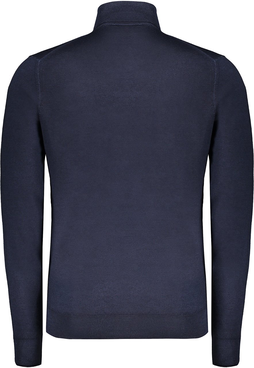 Moorer Dark blue sweater with a high elegant collar Blauw