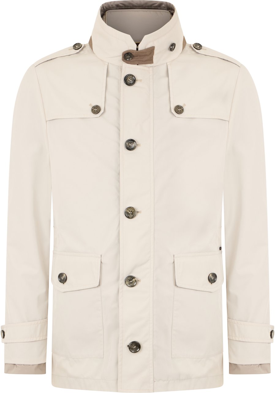 Moorer Light jacket with buttons and elegant collar Neutraal