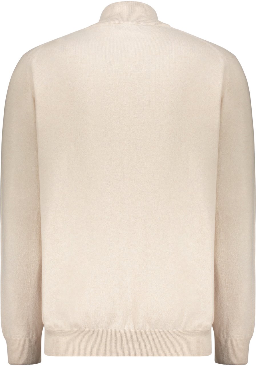 Moorer Light ivory cardigan with zip and cuffs Neutraal
