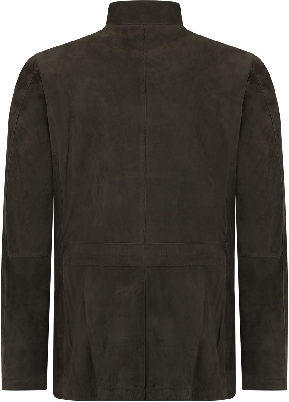 Moorer Elegant dark jacket with high collar Groen