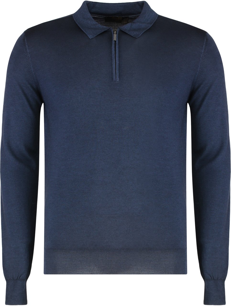 Moorer Knitted cotton polo Blauw