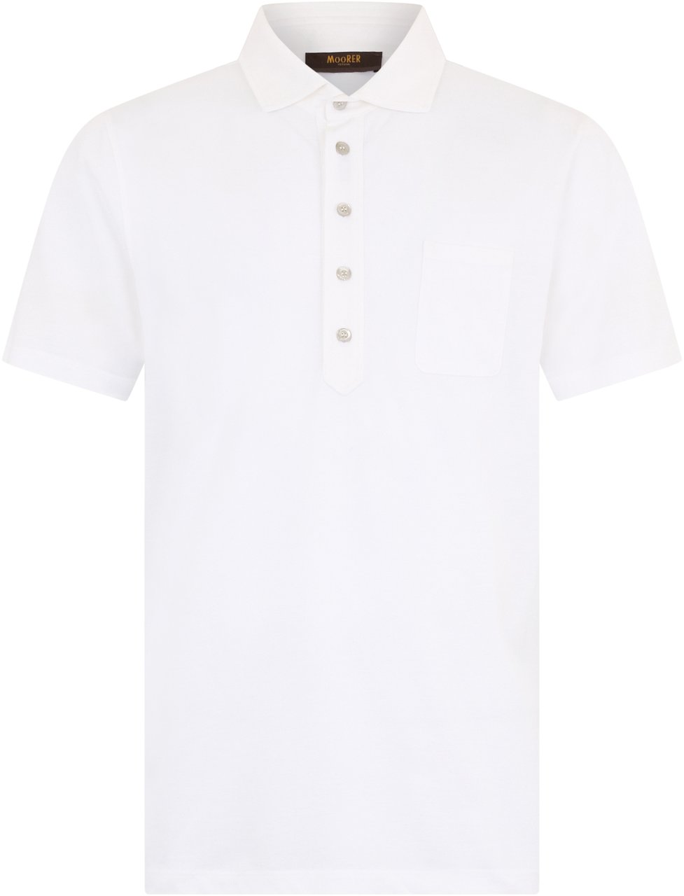 Moorer Elegant White Polo with Ribbed Collar Wit