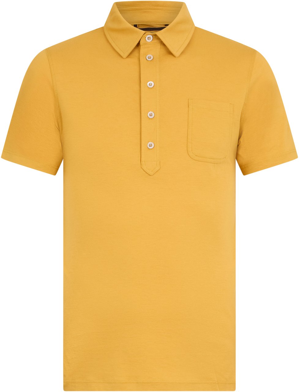 Moorer Yellow short polo, soft and breathable Geel