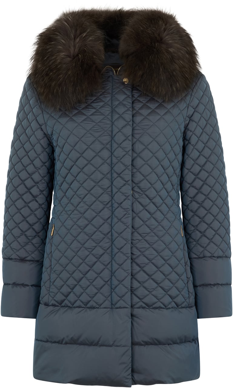 Moorer Elegant winter coat with fur collar Blauw