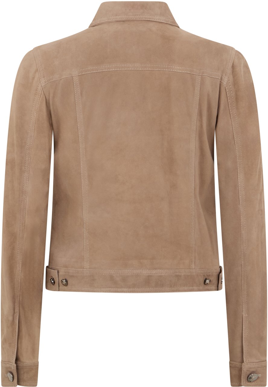 Moorer Elegant beige jacket with classic collar Neutraal