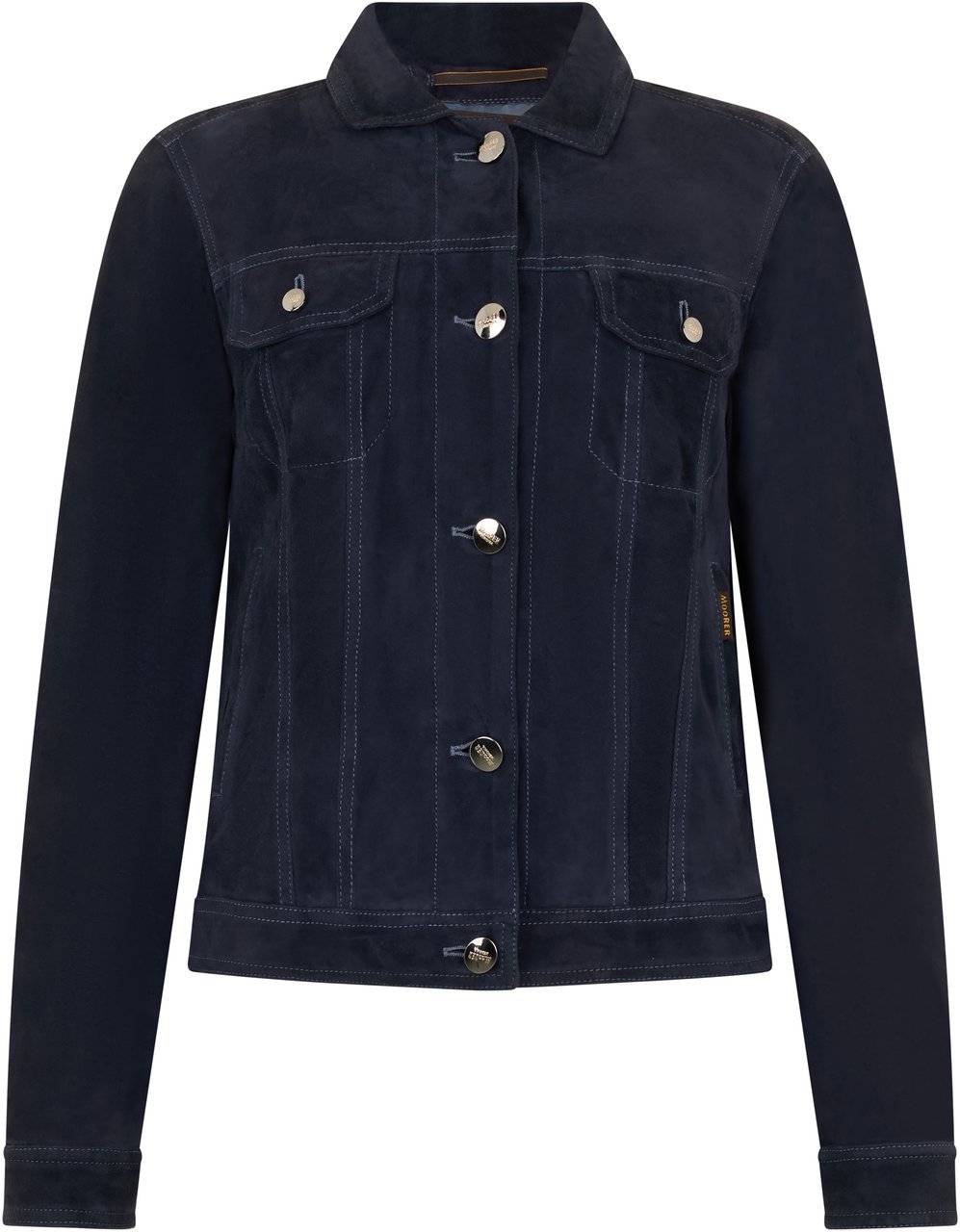 Moorer Elegant leather jacket with classic collar Zwart