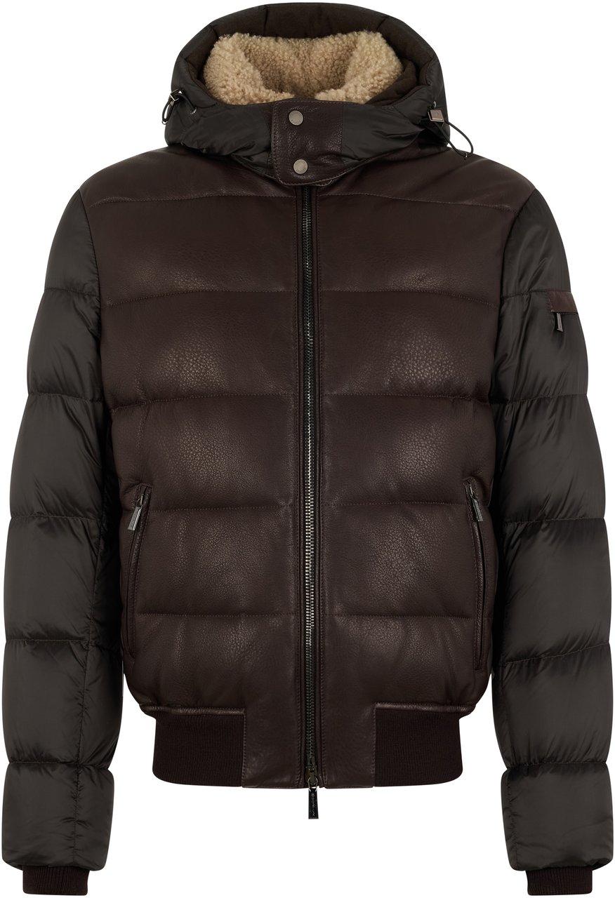 Moorer Padded jacket with hood, stylish and comfortable Bruin