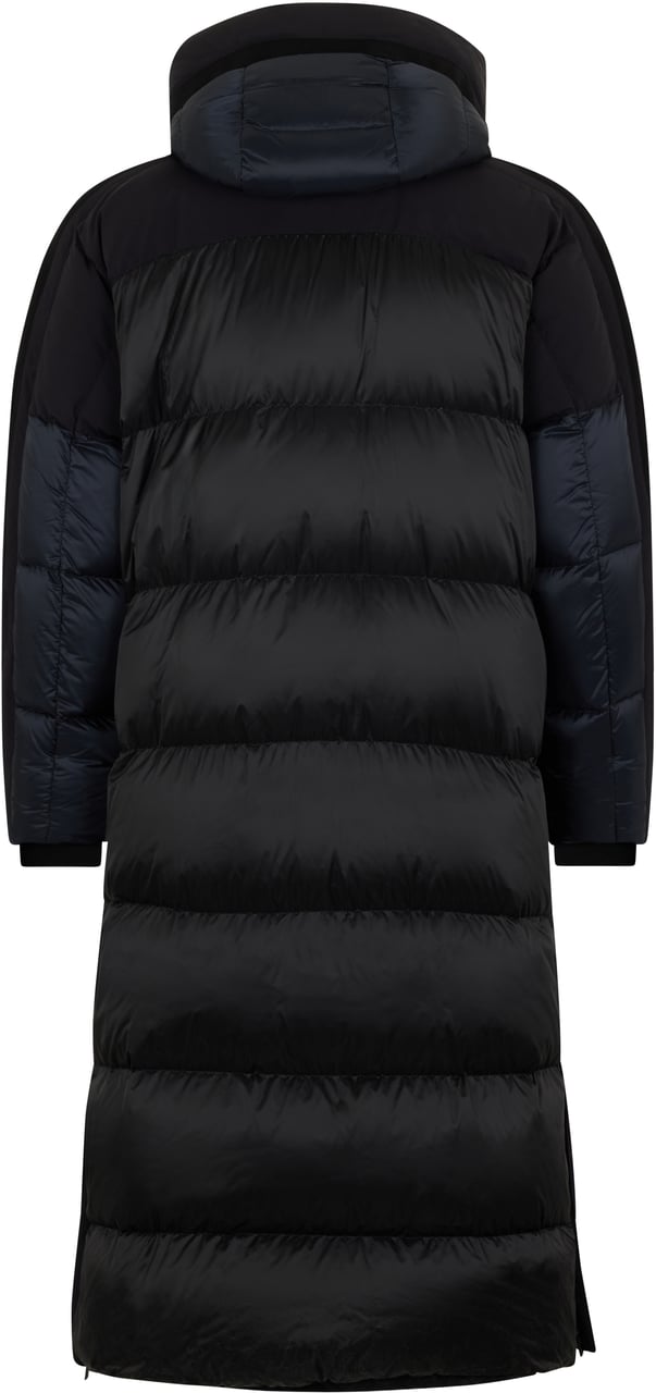 Moorer Long padded dark blue and black coat with modern design Zwart